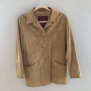 Eddie Bauer Tan Washable Suede Leather Jacket XS
